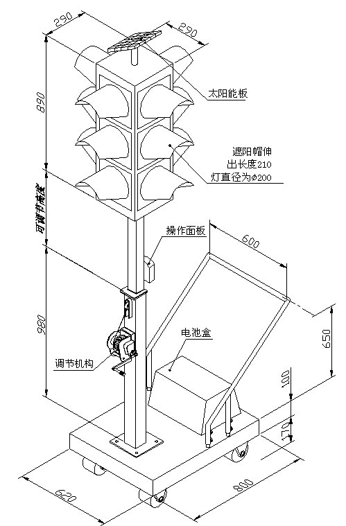 太陽能移動信號燈結構圖解