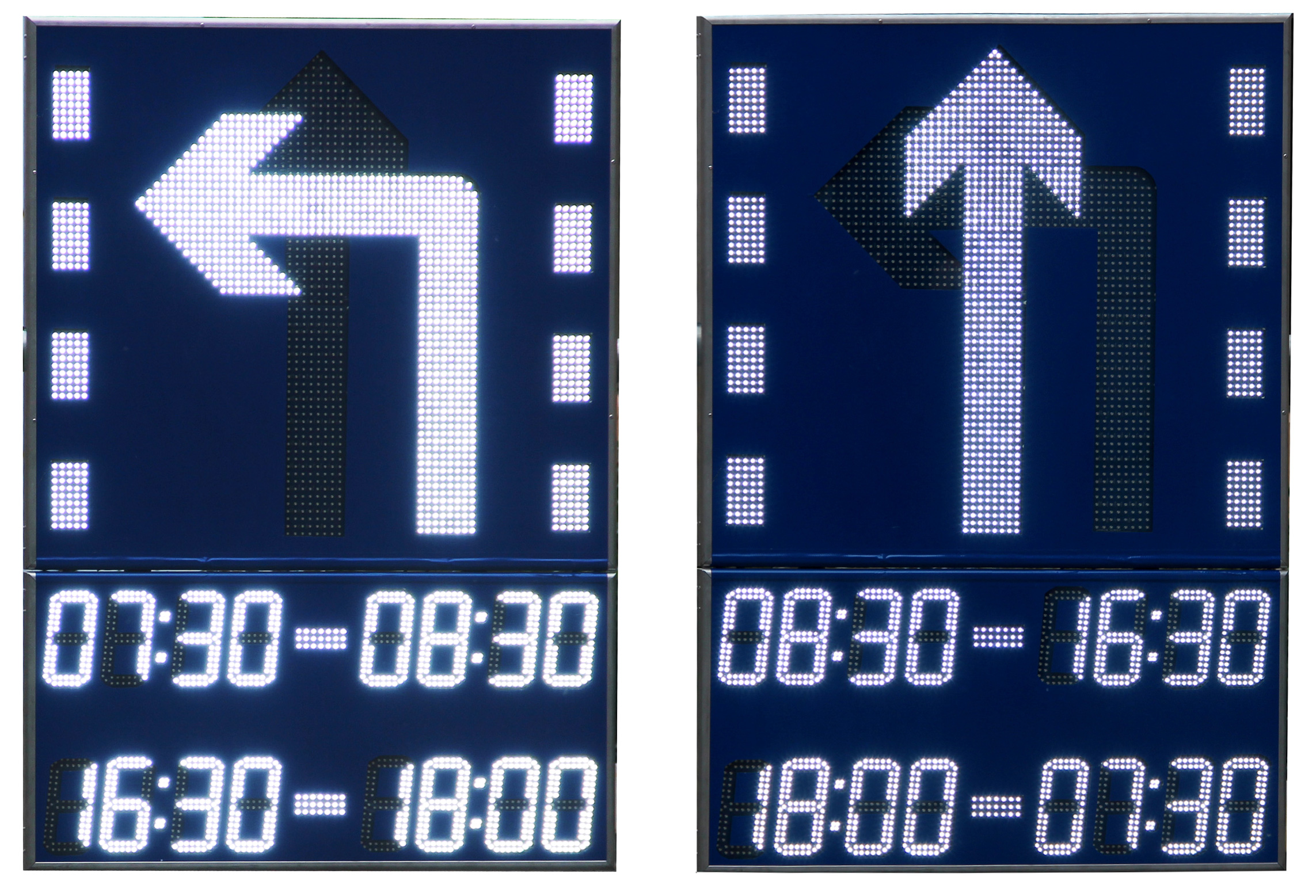 2、直行左轉可變車道標牌（帶時間段顯示）
